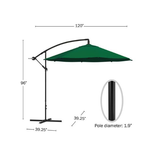 Nature Spring 10-Foot Offset Patio Umbrella, Green